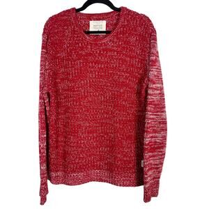 Native Youth Mens XLarge XL Red Contrast Sleeve Pullover Sweater Crew Neck Marl